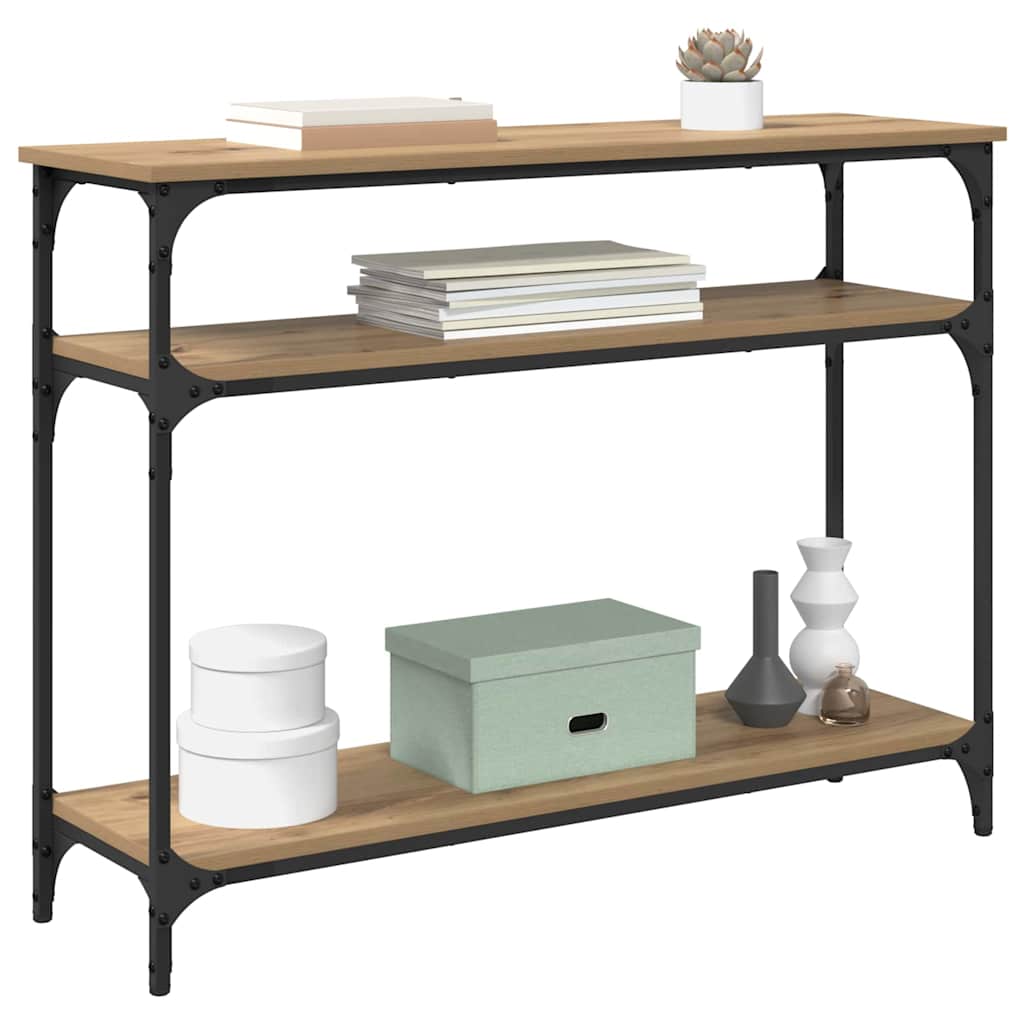Masa de consola Stejar Artizanal 100 x 29 x 75 cm Lemn compozit — imaginea 4