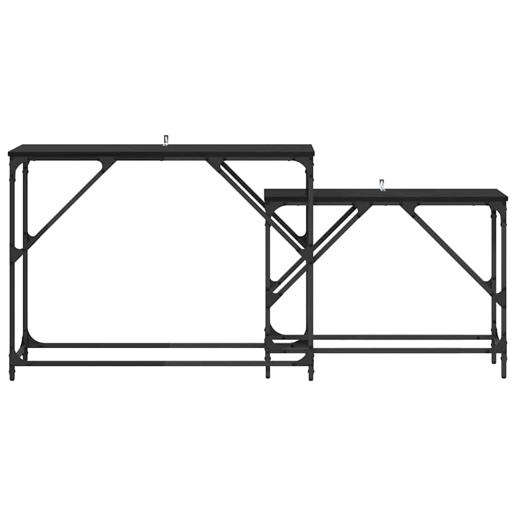 Masa de consola 2 pcs Stejar Negru 100 x 28 x 75 cm — imaginea 6