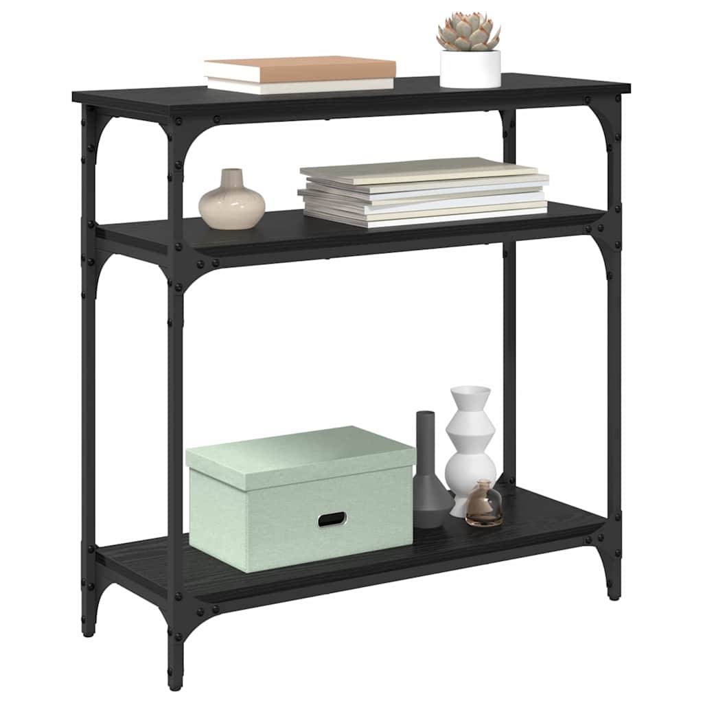 Masa de consola Stejar Negru 75 x 29 x 75 cm Lemn compozit — imaginea 4
