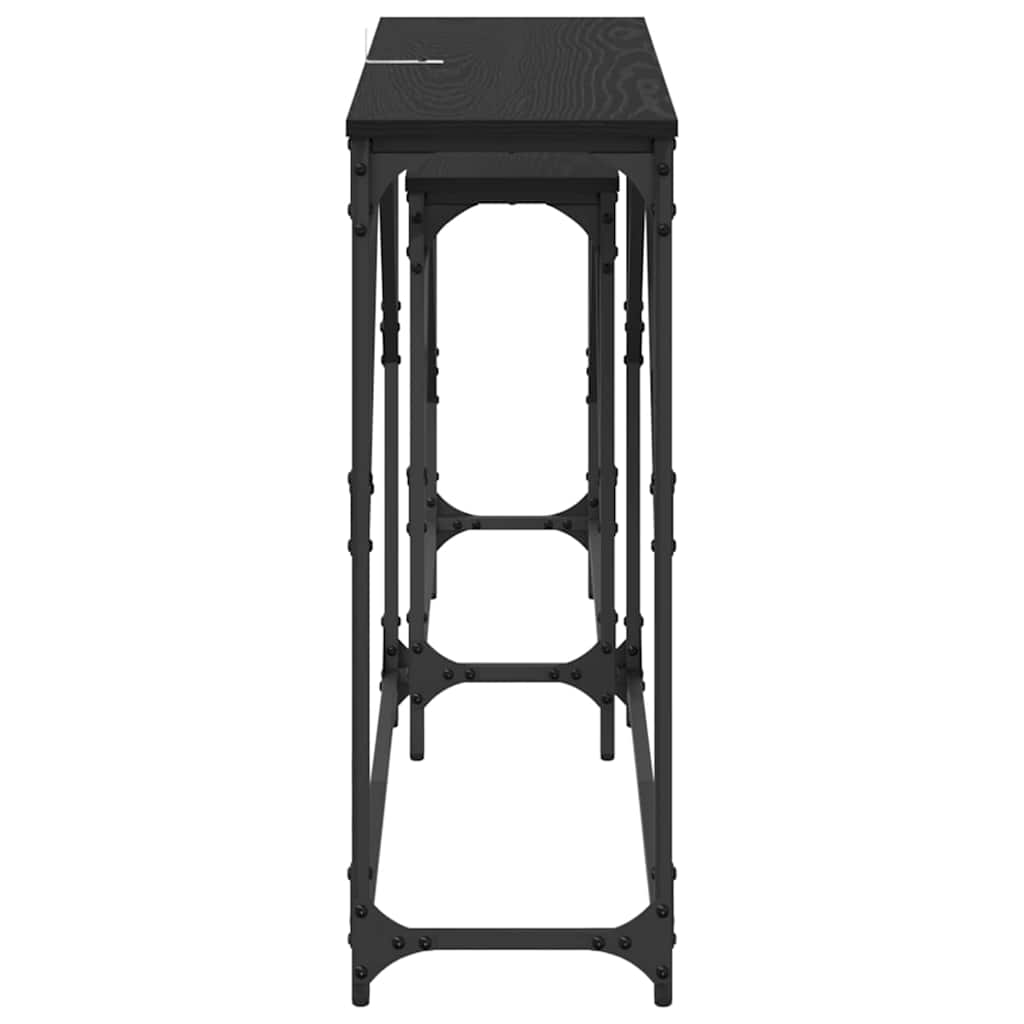 Masa de consola 2 pcs Stejar Negru 100 x 28 x 75 cm — imaginea 7