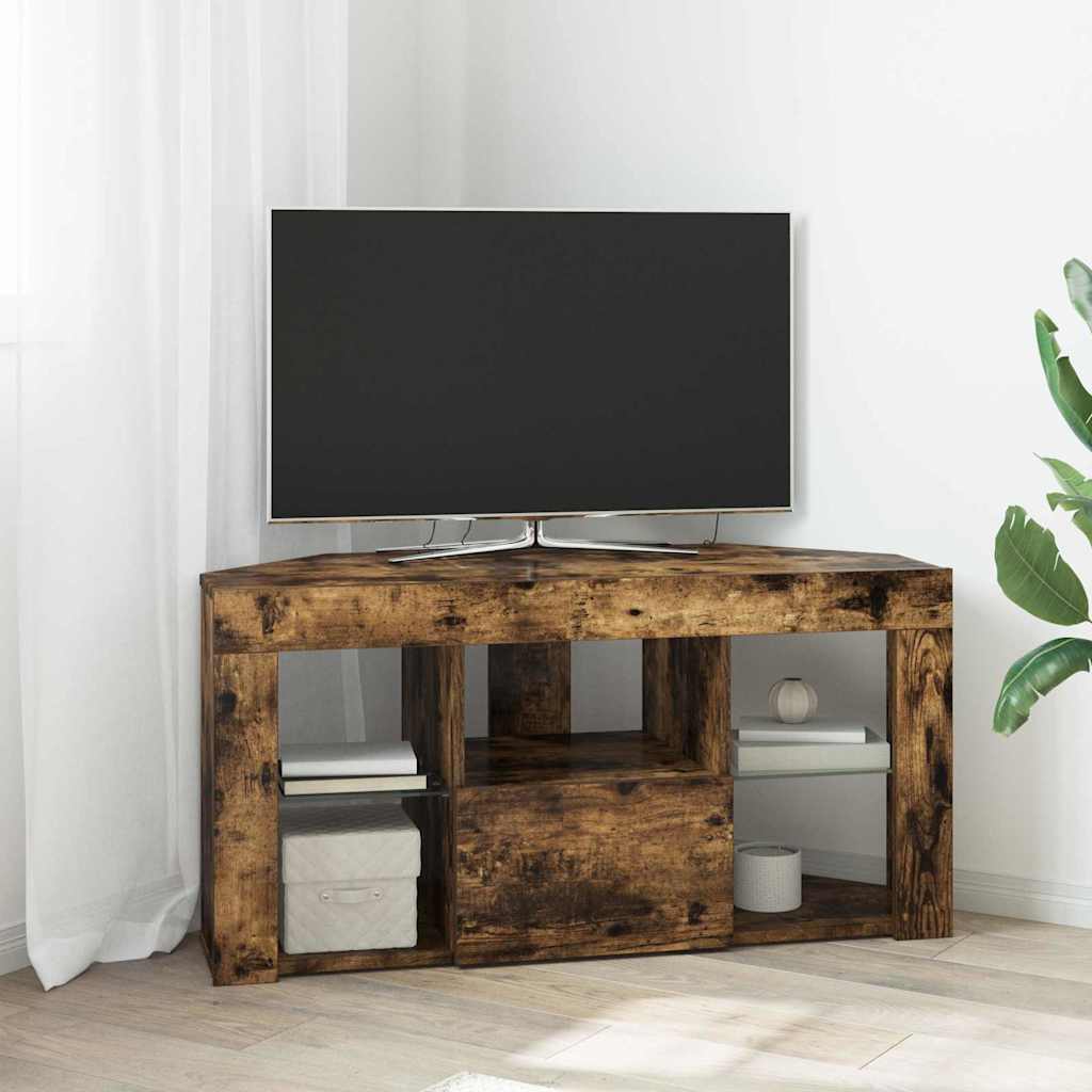 Sifonier LED pentru TV coltar Stejar fumuriu 105 x 40 x 50 cm — imaginea 2