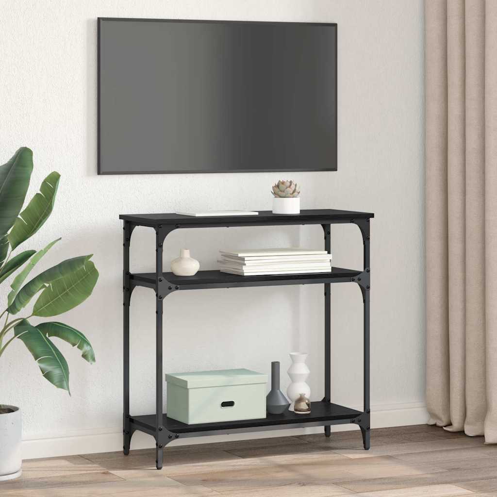 Masa de consola Stejar Negru 75 x 29 x 75 cm Lemn compozit — imaginea 5