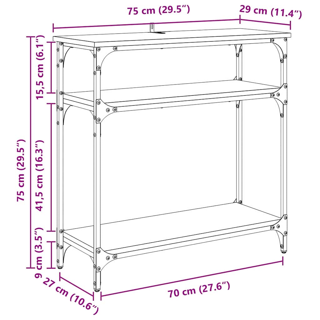 Masa de consola Stejar Artizanal 75 x 29 x 75 cm Lemn compozit — imaginea 11
