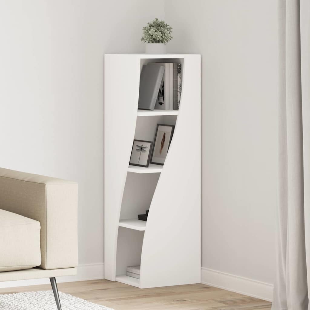 Dulap de colt Alb 32x32x102cm Lemn compozit — imaginea 2
