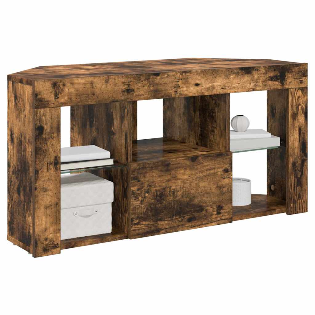 Sifonier LED pentru TV coltar Stejar fumuriu 105 x 40 x 50 cm — imaginea 4
