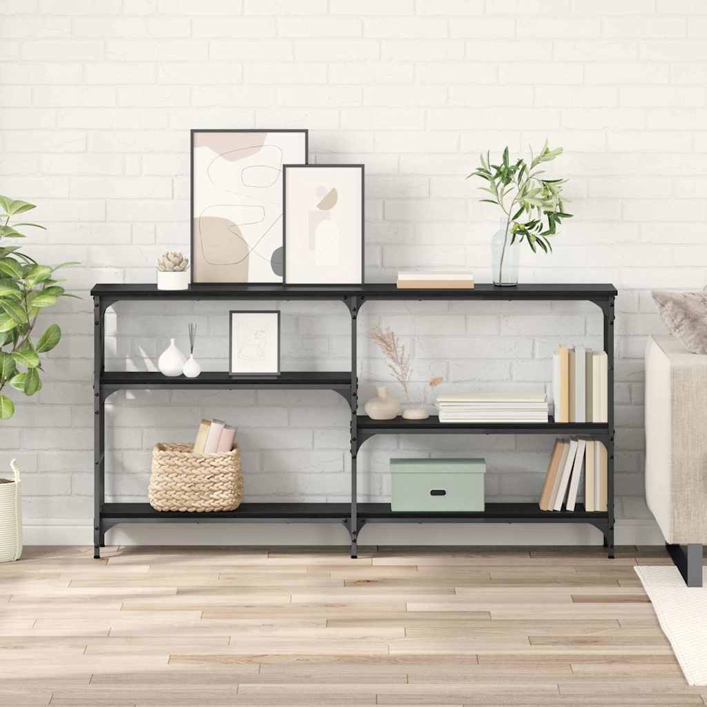 Masa de consola Stejar Negru 150 x 29 x 76,5 cm Lemn compozit — imaginea 2