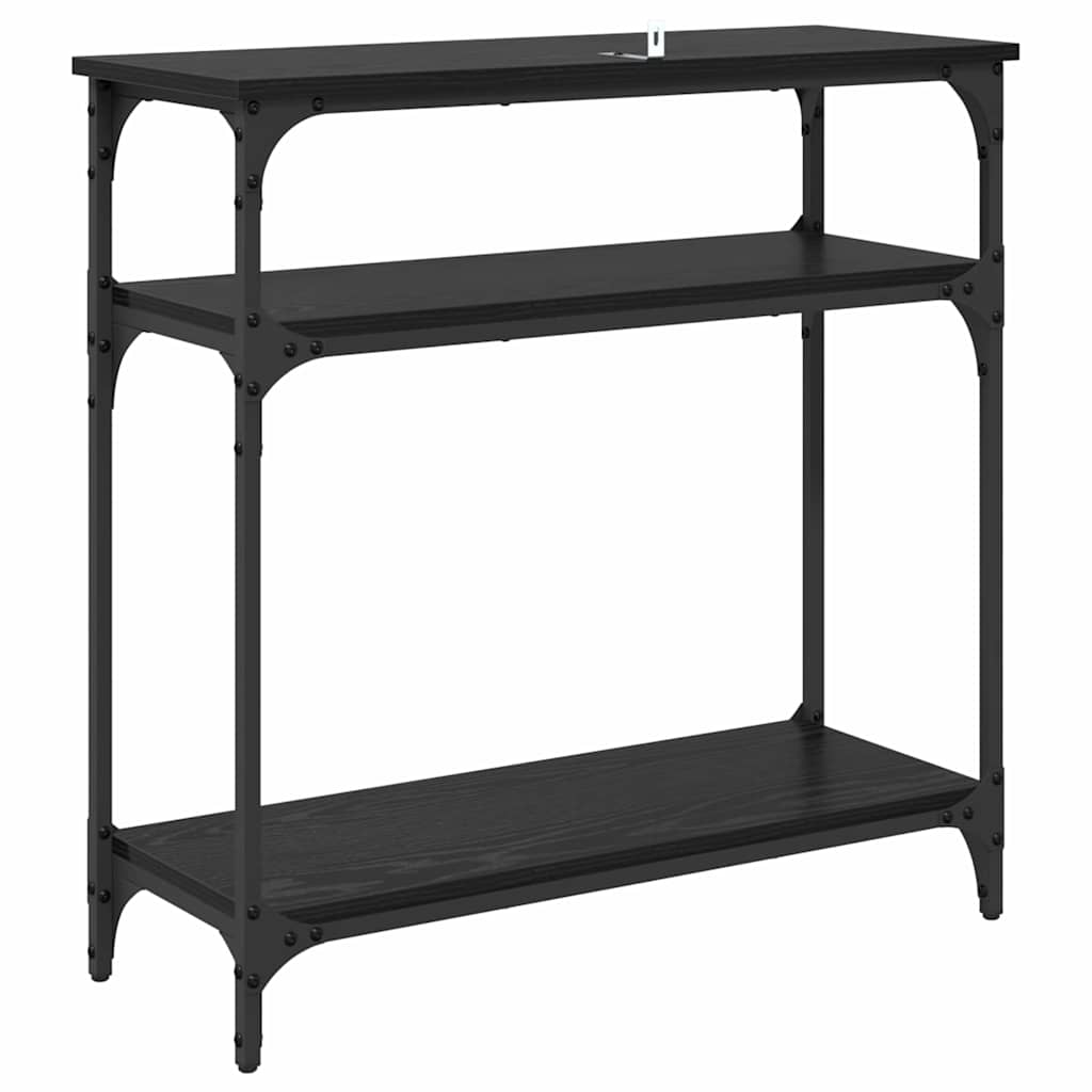 Masa de consola Stejar Negru 75 x 29 x 75 cm Lemn compozit — imaginea 8