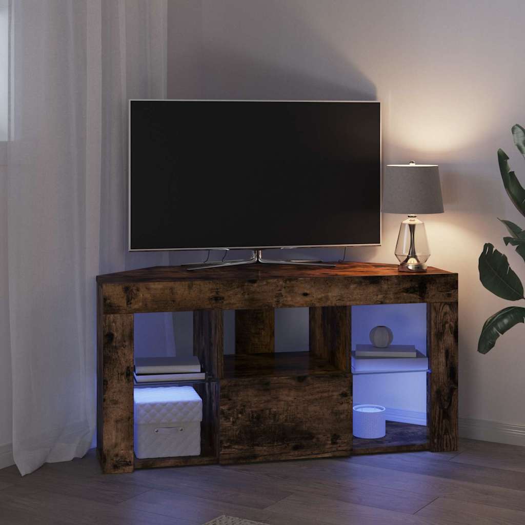 Sifonier LED pentru TV coltar Stejar fumuriu 105 x 40 x 50 cm — imaginea 6
