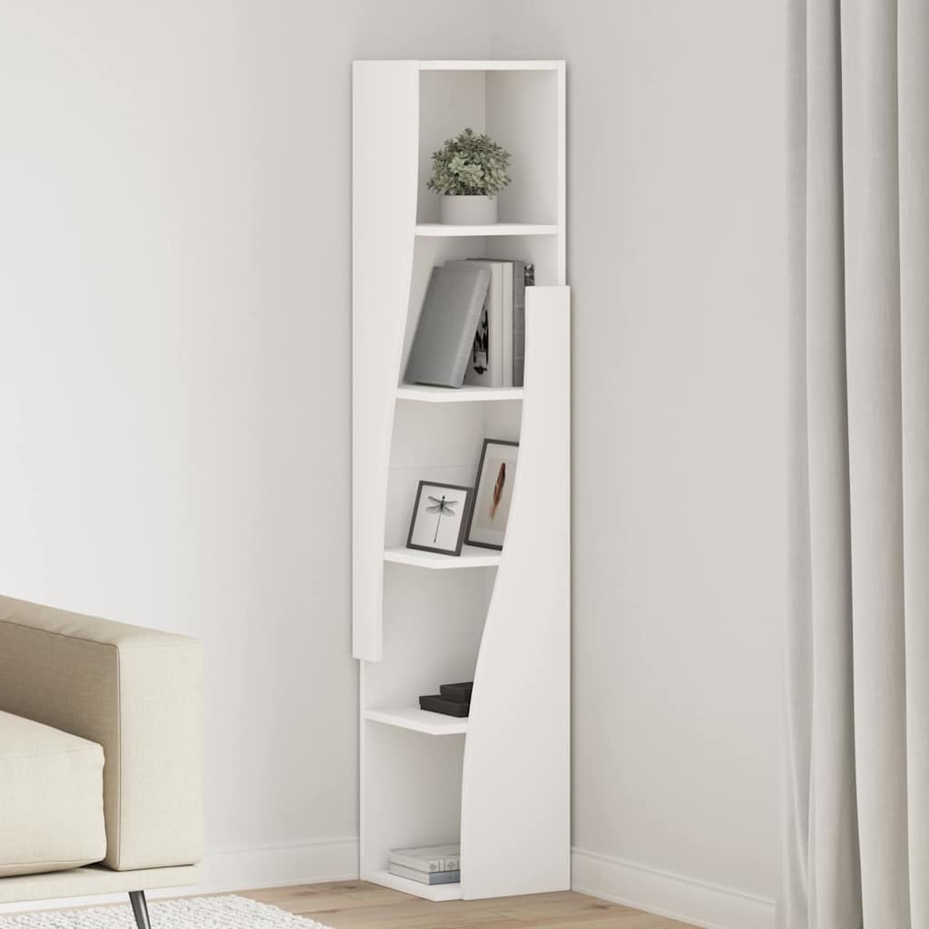 Dulap de colt Alb 27,5x27x140cm Lemn compozit — imaginea 2
