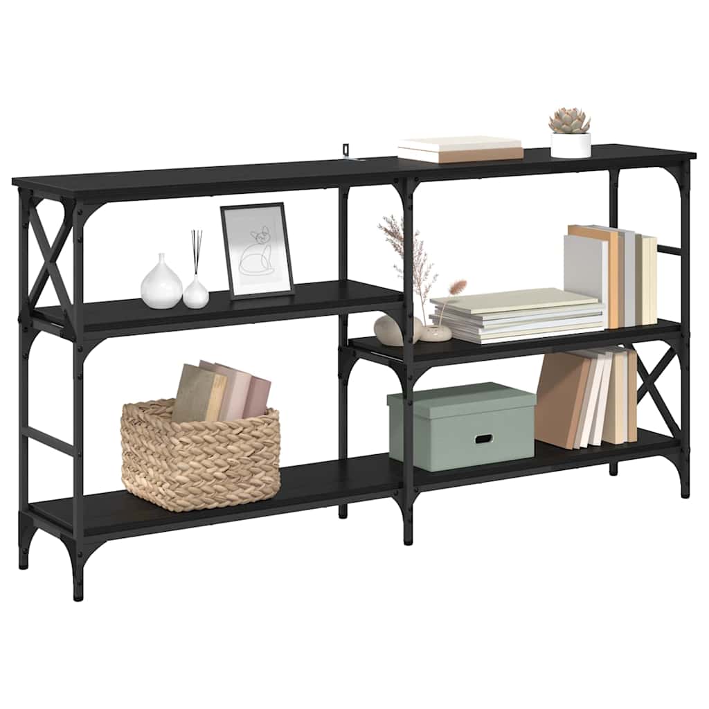Masa de consola Stejar Negru 150 x 29 x 76,5 cm Lemn compozit — imaginea 4