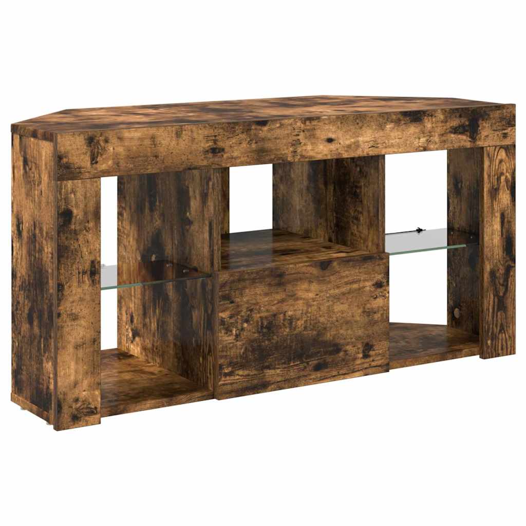 Sifonier LED pentru TV coltar Stejar fumuriu 105 x 40 x 50 cm — imaginea 7