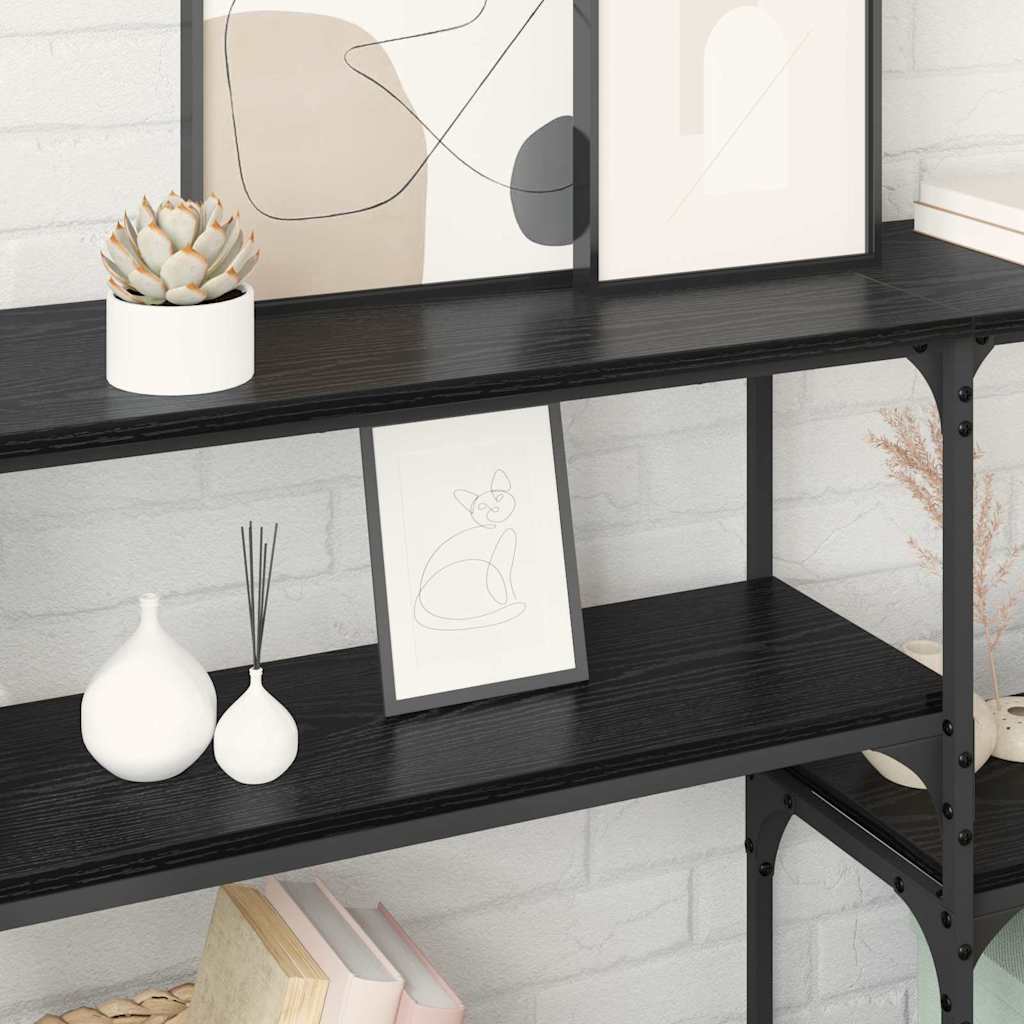 Masa de consola Stejar Negru 150 x 29 x 76,5 cm Lemn compozit — imaginea 5