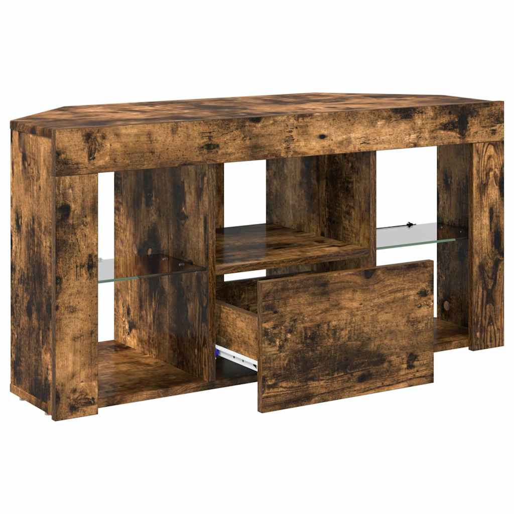 Sifonier LED pentru TV coltar Stejar fumuriu 105 x 40 x 50 cm — imaginea 8