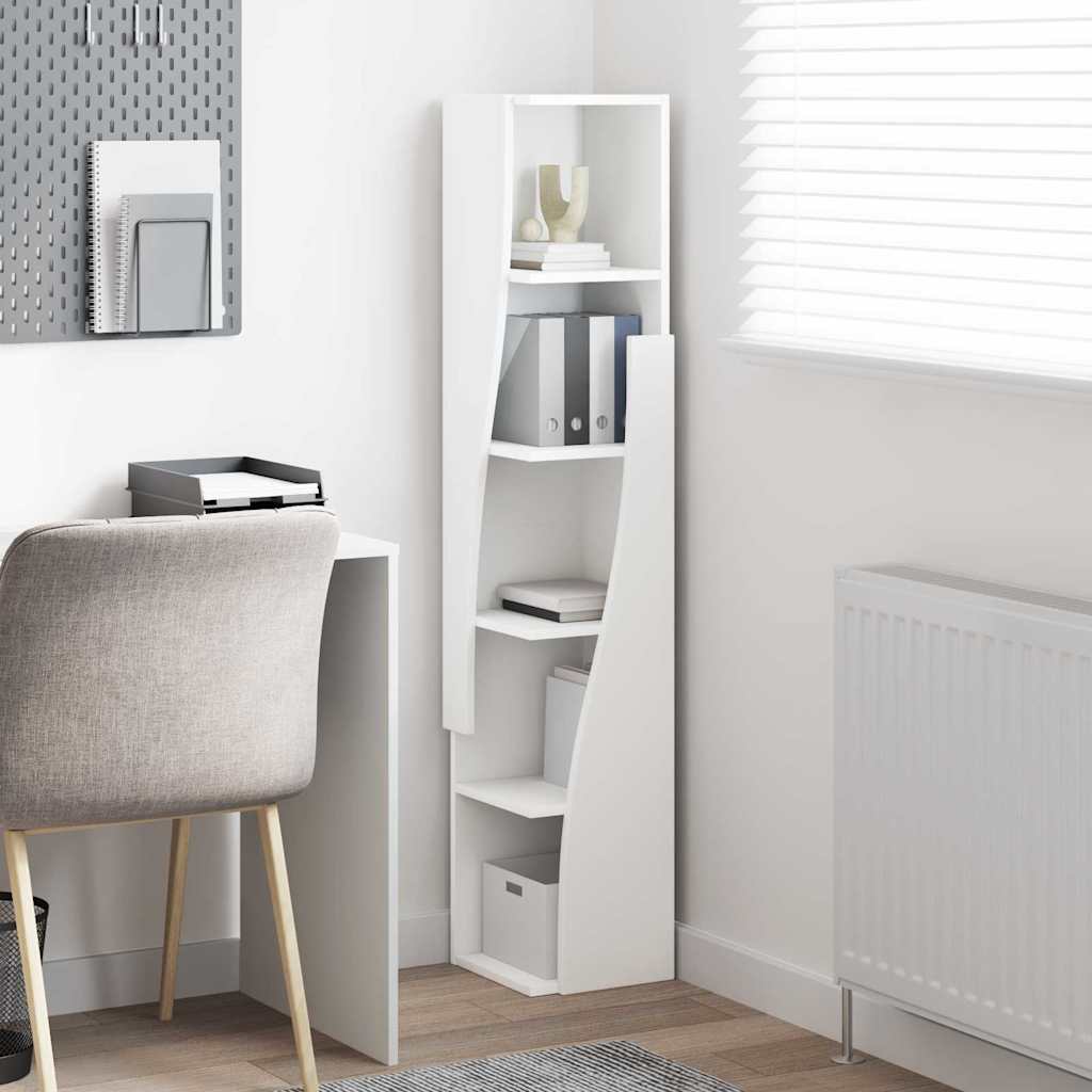 Dulap de colt Alb 27,5x27x140cm Lemn compozit — imaginea 5