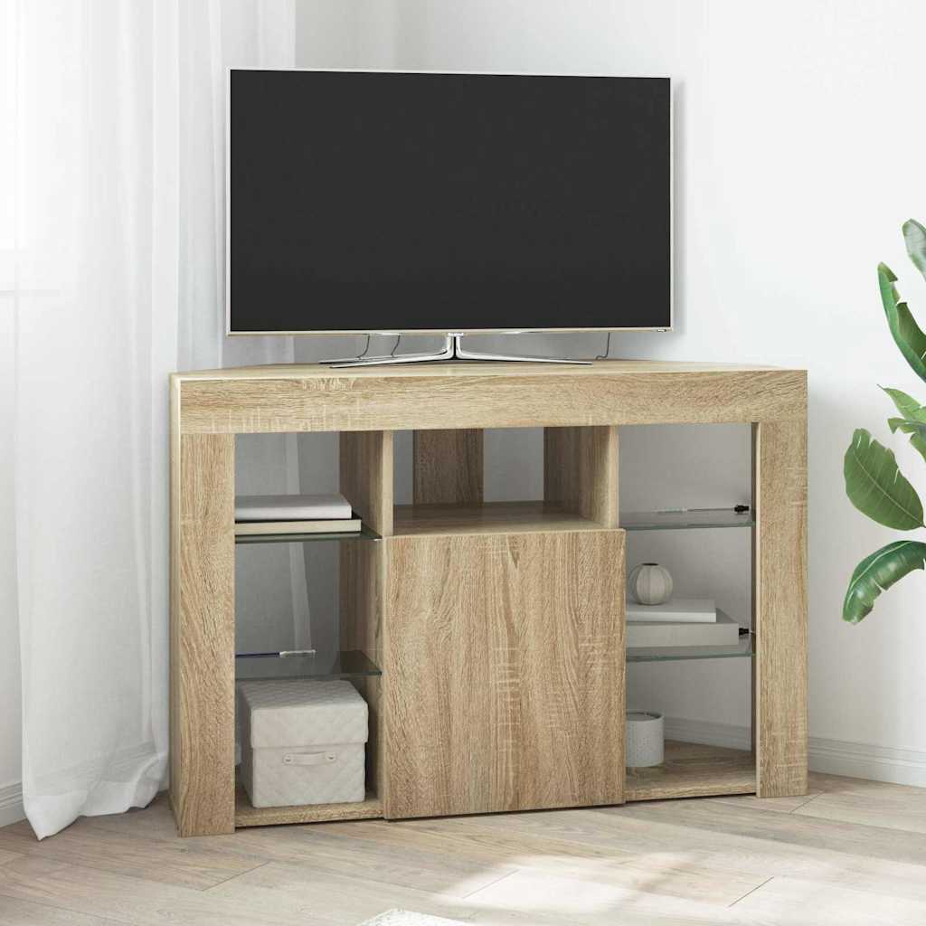 Sifonier LED pentru TV coltar Stejar Sonoma 102 x 40 x 68 cm — imaginea 2