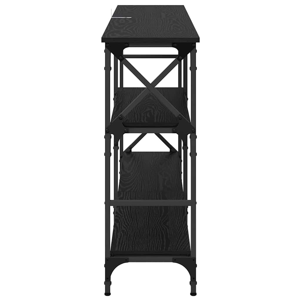 Masa de consola Stejar Negru 150 x 29 x 76,5 cm Lemn compozit — imaginea 7