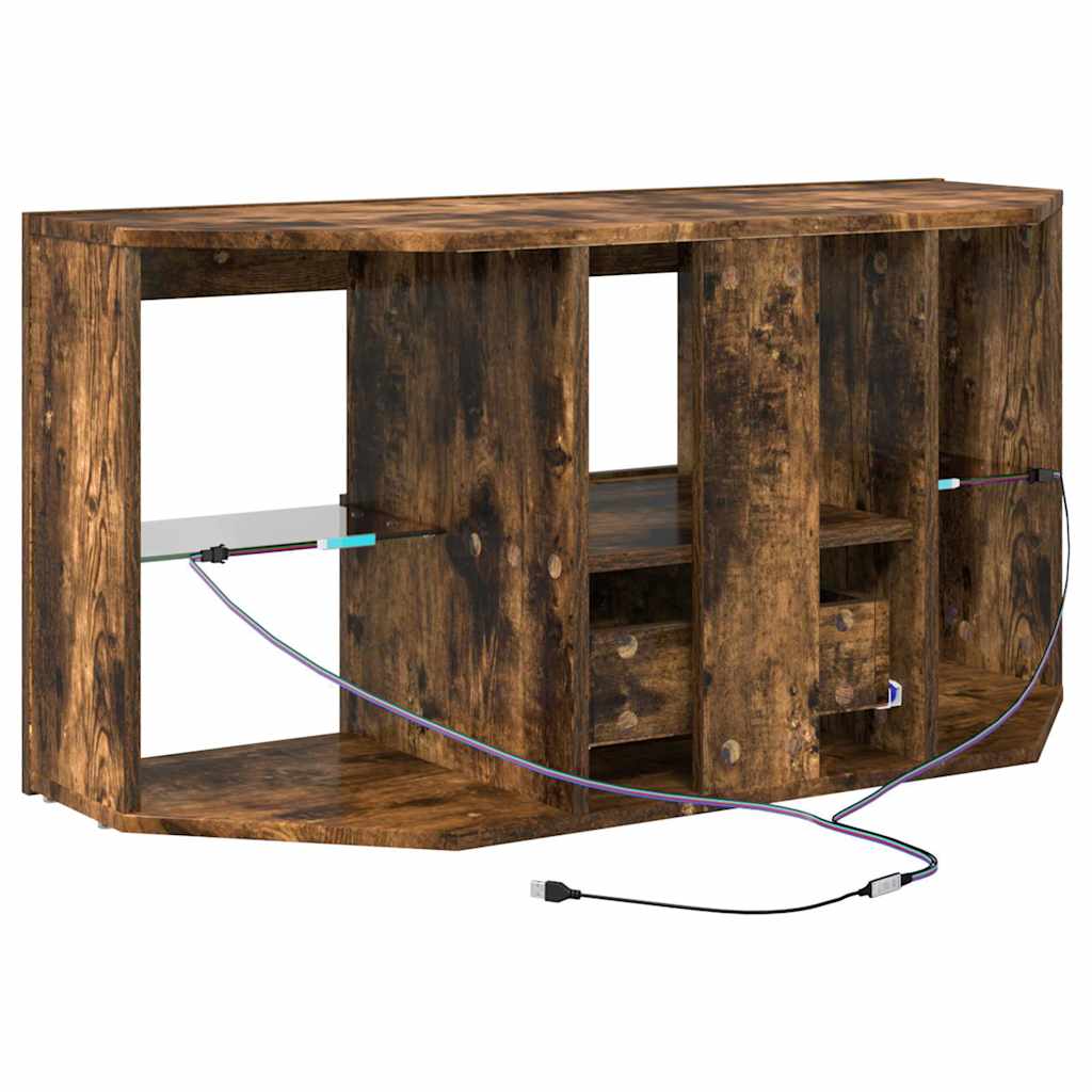 Sifonier LED pentru TV coltar Stejar fumuriu 105 x 40 x 50 cm — imaginea 11