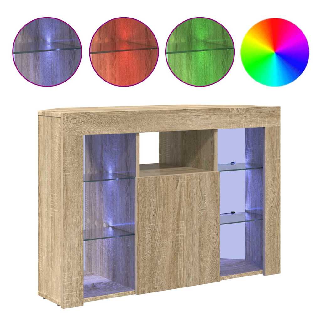 Sifonier LED pentru TV coltar Stejar Sonoma 102 x 40 x 68 cm — imaginea 5