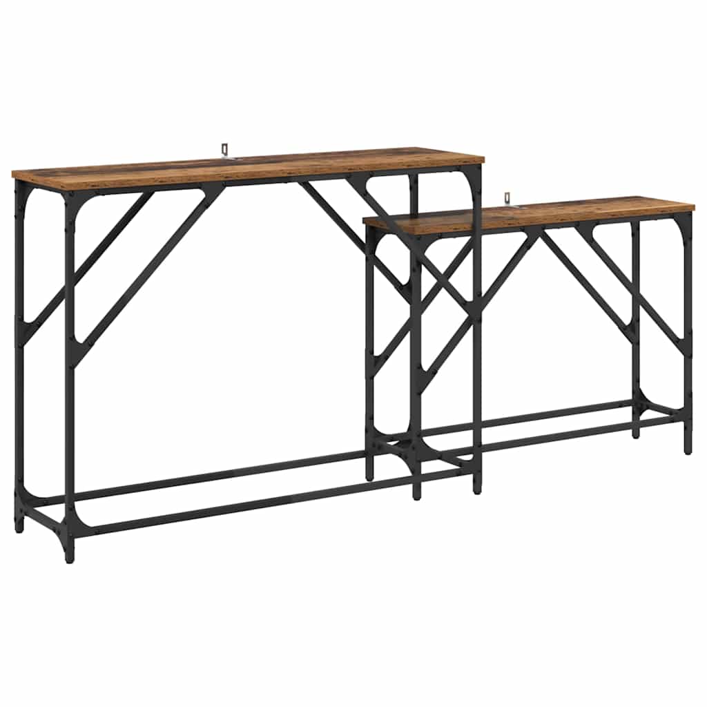 Masa de consola 2 pcs Lemn Vechi 100 x 28 x 75 cm Lemn compozit