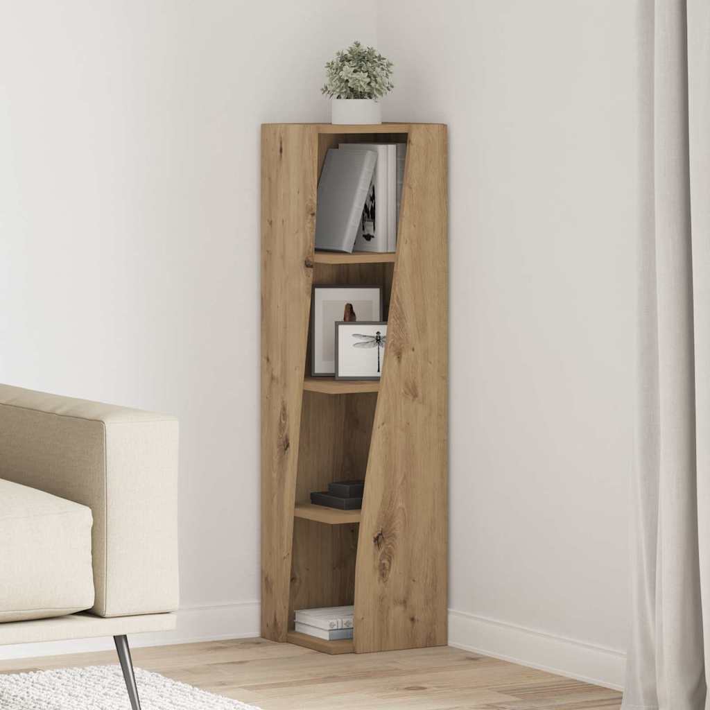 Dulap de colt Alb 27,5x27x102cm Lemn compozit — imaginea 2