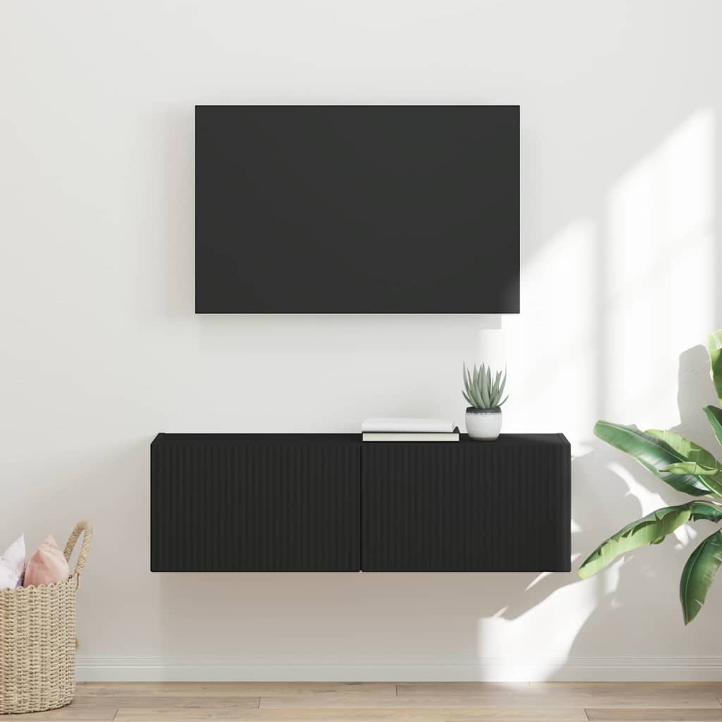 Dulap TV de perete Negru 60 x 31 x 29.5 cm Lemn compozit — imaginea 2