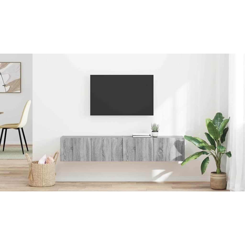 Dulap TV de perete Pe perete 2 pcs Gri Sonoma 60 x 31 x 29.5 cm — imaginea 2