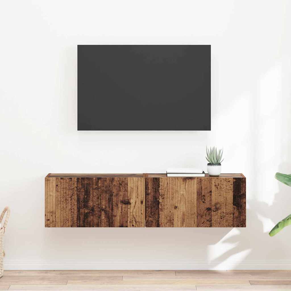 Dulap TV de perete Pe perete 2 pcs Lemn Vechi 60 x 31 x 29.5 cm — imaginea 2