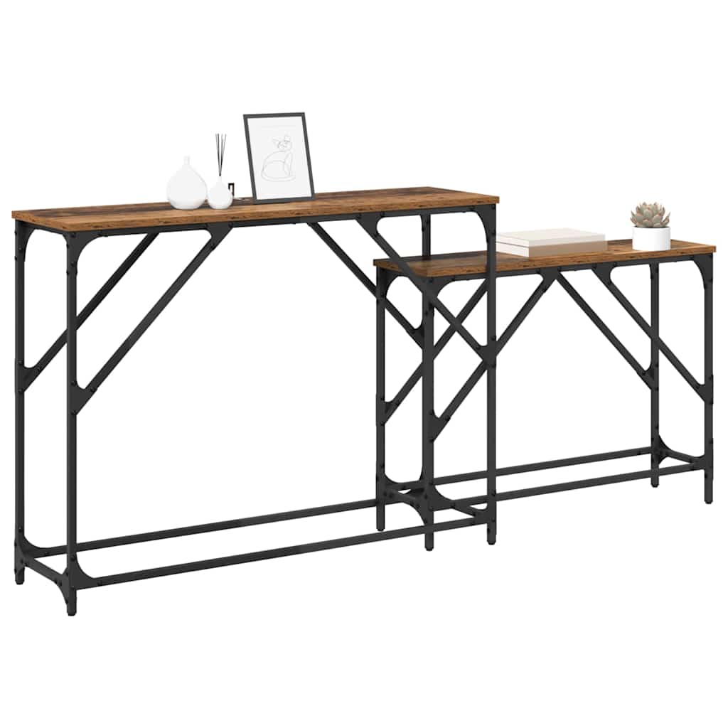 Masa de consola 2 pcs Lemn Vechi 100 x 28 x 75 cm Lemn compozit — imaginea 4