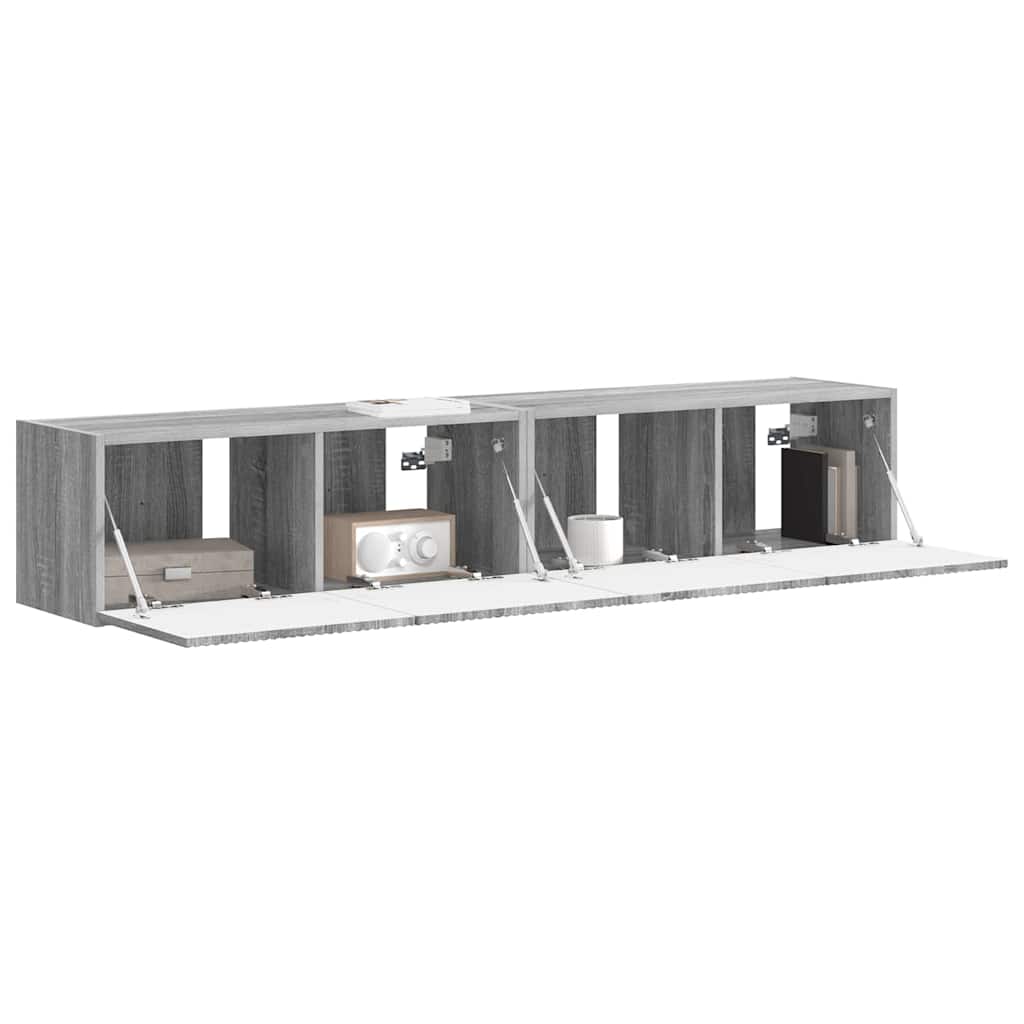 Dulap TV de perete Pe perete 2 pcs Gri Sonoma 60 x 31 x 29.5 cm — imaginea 4