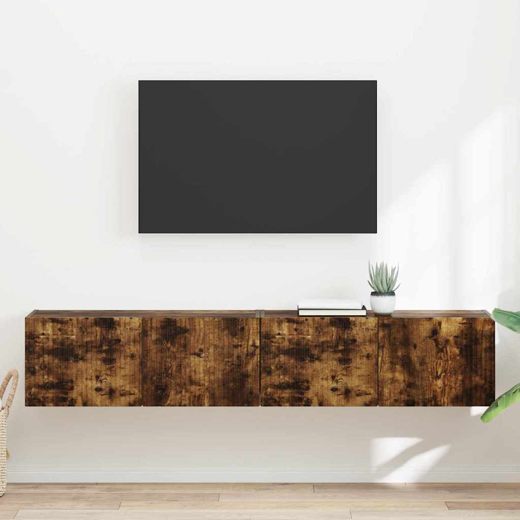 Dulap TV de perete 2 pcs Stejar fumuriu 60 x 31 x 29.5 cm — imaginea 2