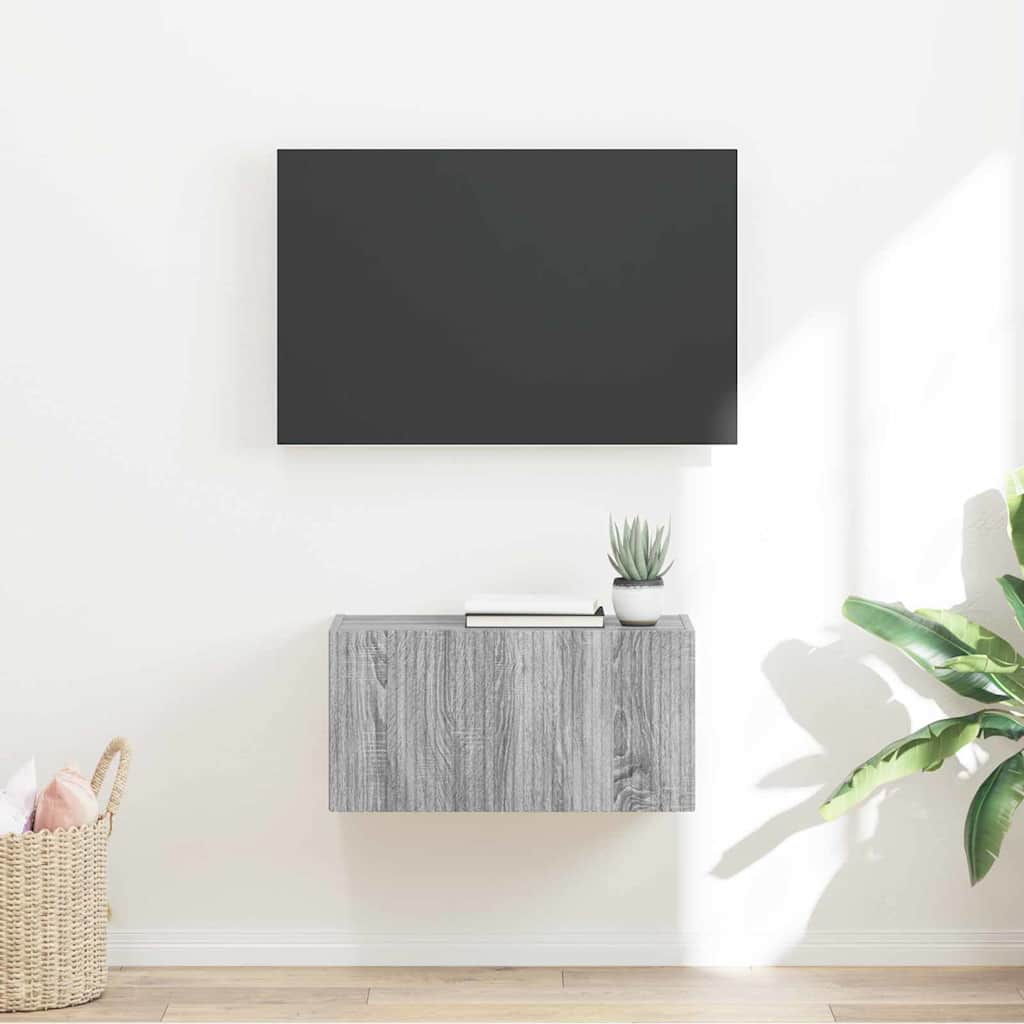 Dulap TV de perete Gri Sonoma 60 x 31 x 29.5 cm Lemn compozit — imaginea 2