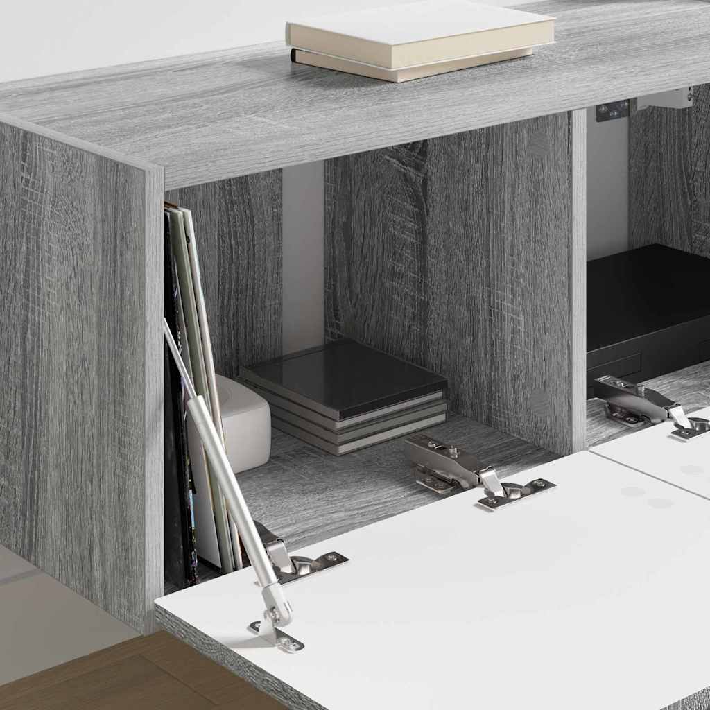 Dulap TV de perete Pe perete 2 pcs Gri Sonoma 60 x 31 x 29.5 cm — imaginea 5