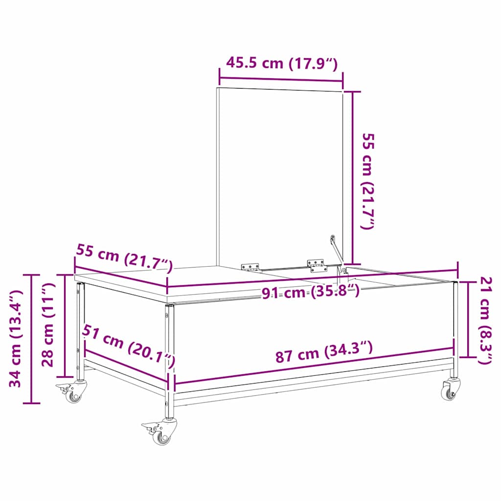 Masa de cafea Lemn Vechi 91 x 55 x 32 cm Lemn compozit — imaginea 13