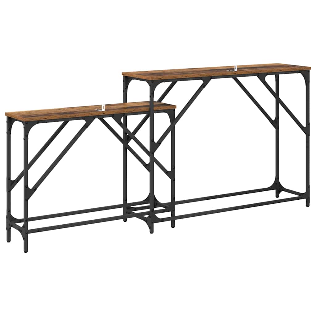 Masa de consola 2 pcs Lemn Vechi 100 x 28 x 75 cm Lemn compozit — imaginea 8