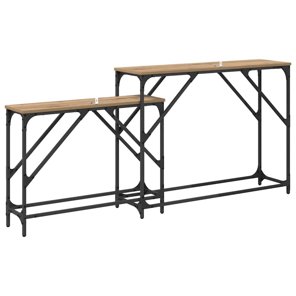 Masa de consola 2 pcs Stejar Artizanal 100 x 28 x 75 cm — imaginea 8