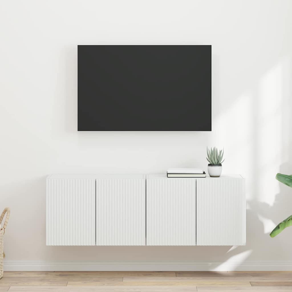 Dulap TV de perete 2 pcs Alb 59,5 x 31 x 40 cm Lemn compozit — imaginea 2