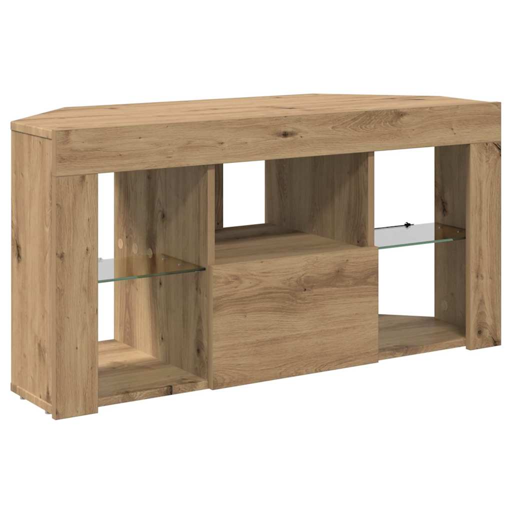 Sifonier LED pentru TV coltar Stejar Artizanal 108 x 40 x 50 cm — imaginea 7