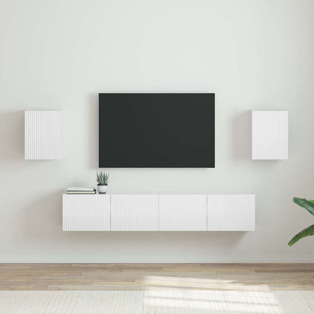 Dulap TV de perete Pe perete 2 pcs Alb Lucios 30 x 31 x 40 cm — imaginea 2
