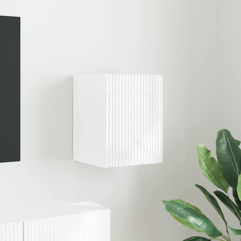 Dulap TV de perete Alb Lucios 30 x 31 x 40 cm Lemn compozit — imaginea 2