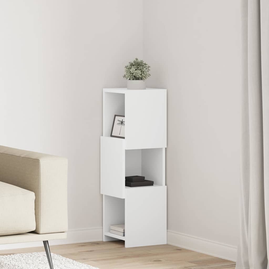 Dulap de colt Alb 25,5x25x80cm Lemn compozit — imaginea 2