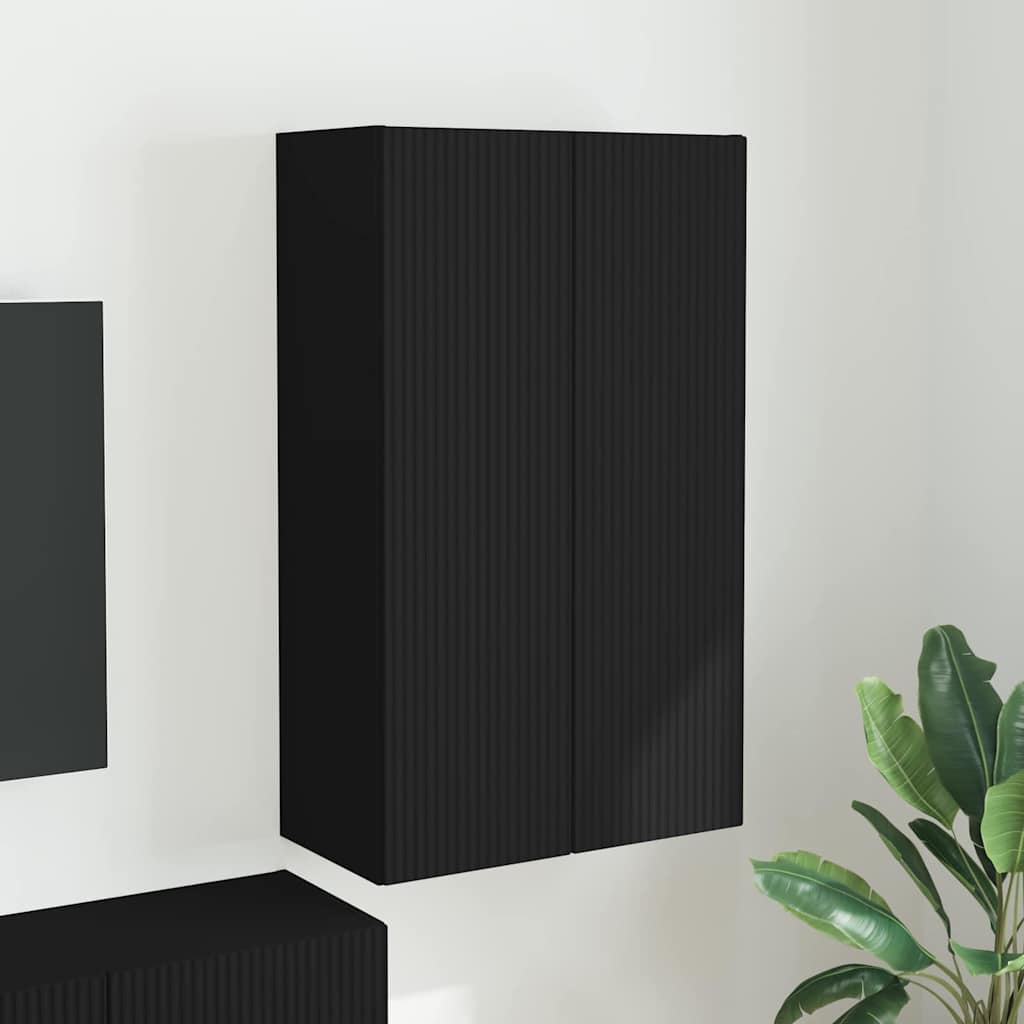 Dulap TV de perete Negru 59,5 x 31 x 100 cm Lemn compozit — imaginea 2