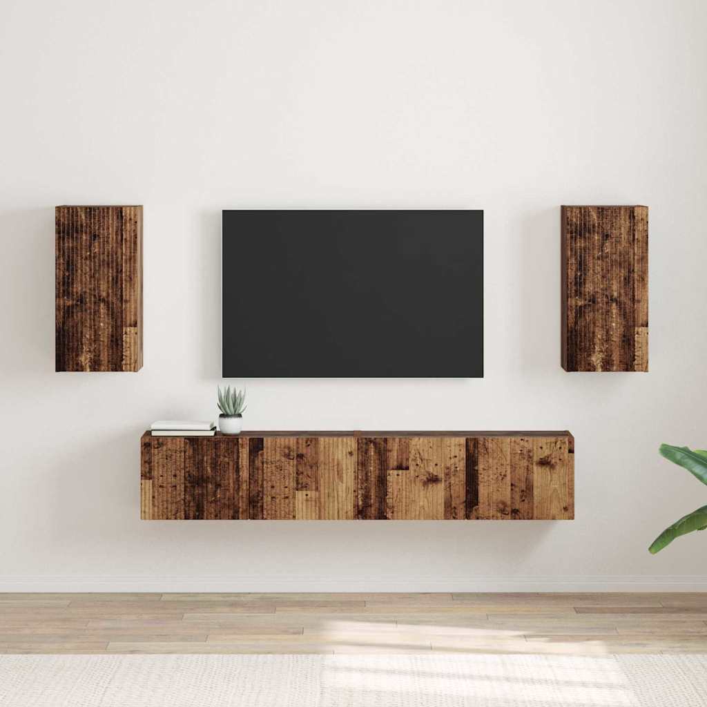 Dulap TV de perete Pe perete 2 pcs Lemn Vechi 30 x 31 x 60 cm — imaginea 2