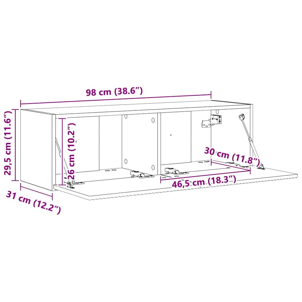 Dulap TV de perete Lemn Vechi 60 x 31 x 29.5 cm Lemn compozit — imaginea 13