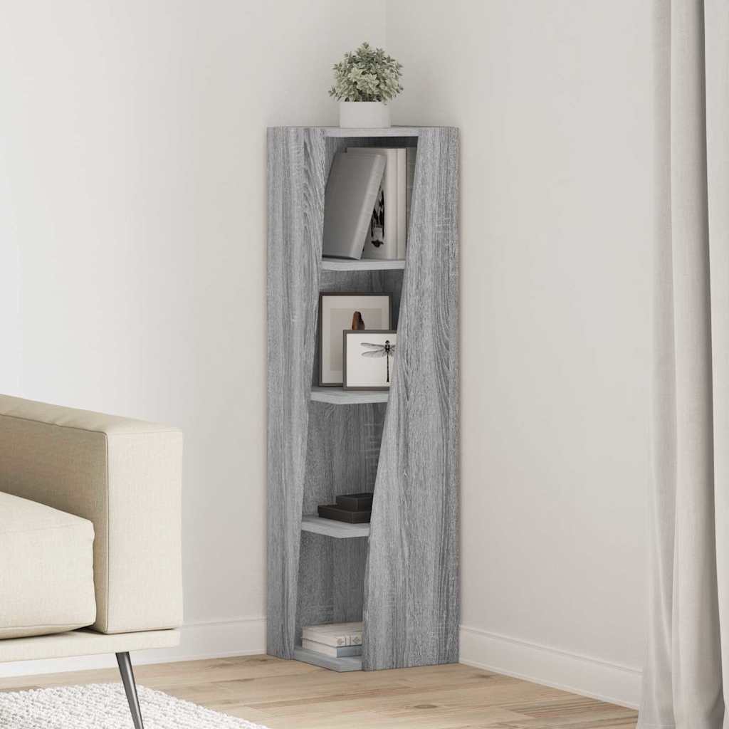 Dulap de colt Alb 27,5x27x102cm Lemn compozit — imaginea 2