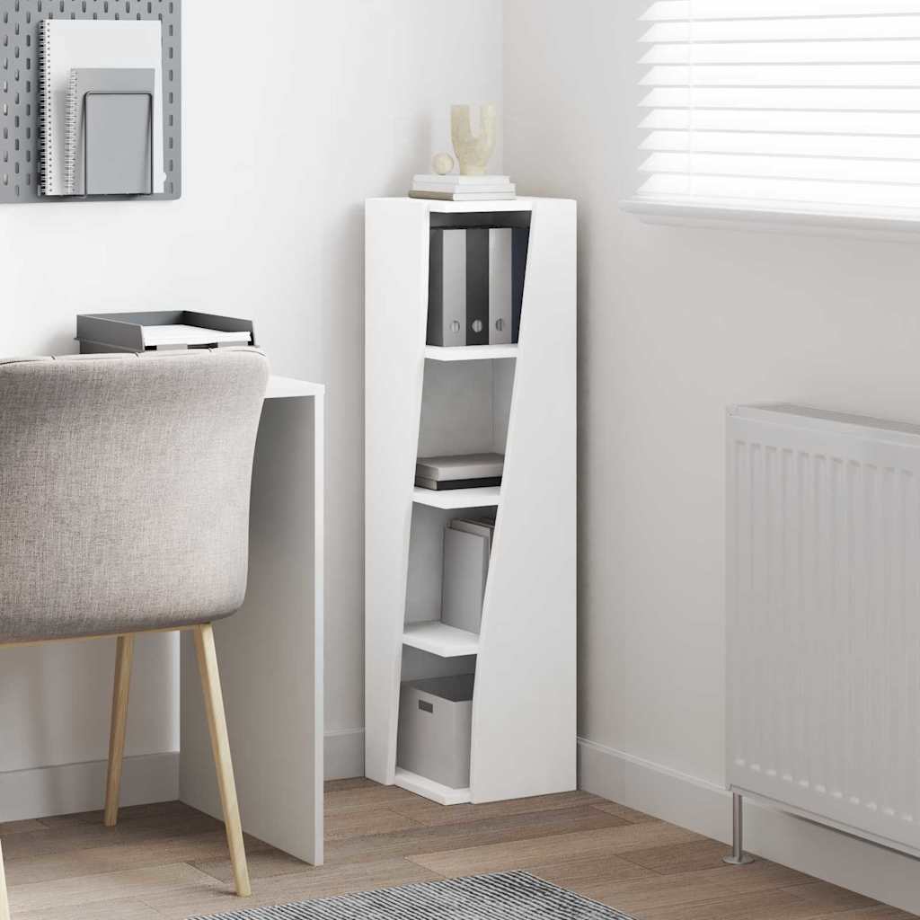 Dulap de colt Alb 27,5x27x102cm Lemn compozit — imaginea 5