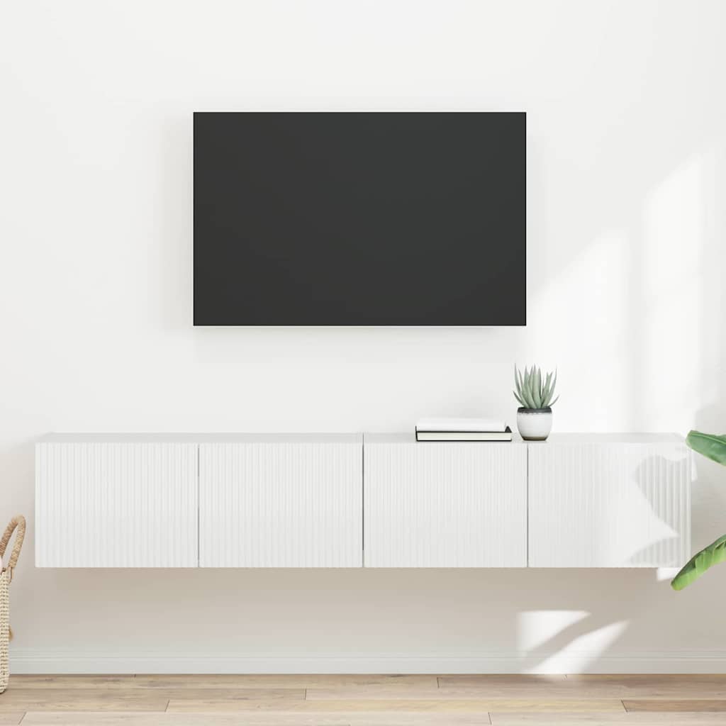 Dulap TV de perete Pe perete 2 pcs Alb Lucios 60 x 31 x 29.5 cm — imaginea 2