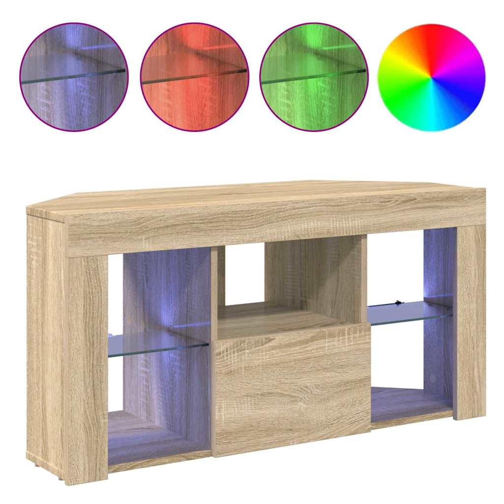 Sifonier LED pentru TV coltar Stejar Sonoma 102 x 40 x 50 cm — imaginea 5