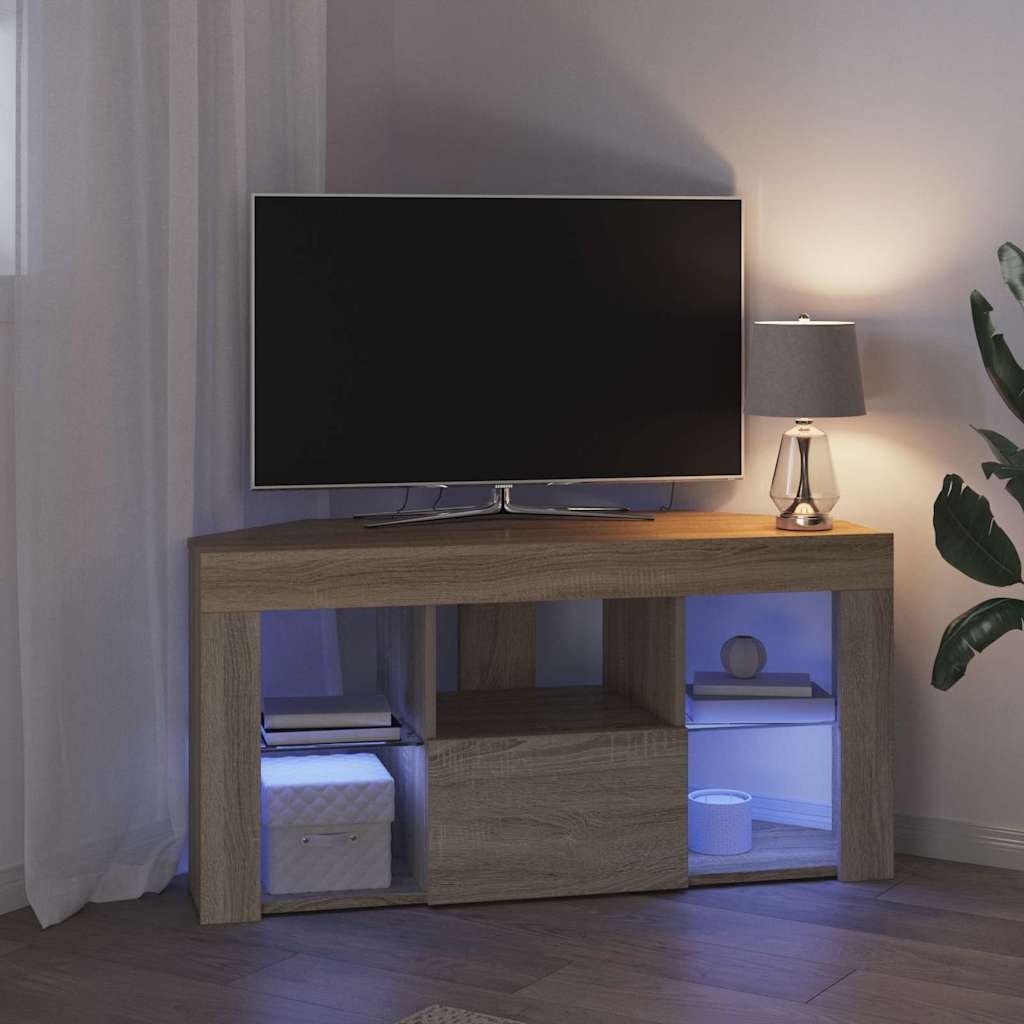 Sifonier LED pentru TV coltar Stejar Sonoma 102 x 40 x 50 cm — imaginea 6