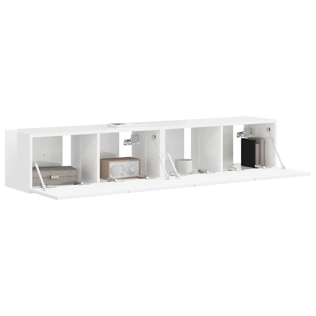 Dulap TV de perete Pe perete 2 pcs Alb Lucios 60 x 31 x 29.5 cm — imaginea 4