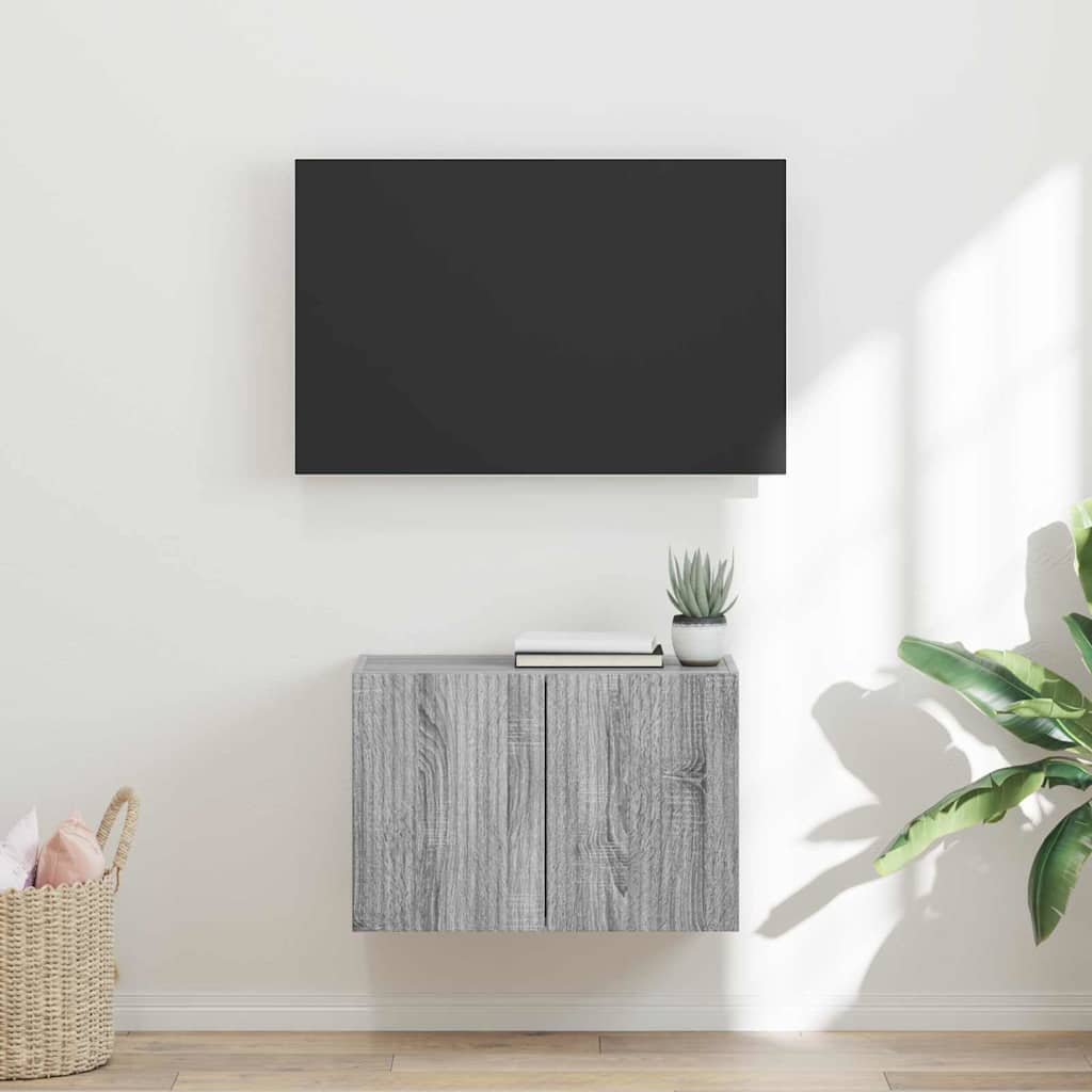 Dulap TV de perete Gri Sonoma 59,5 x 31 x 40 cm Lemn compozit — imaginea 2